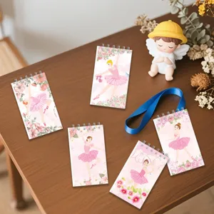 Cute pink ballerina spiral notebook set, perfect memo pad for daily notes and journaling.