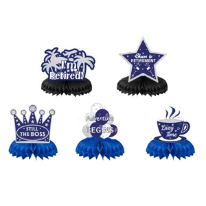Blue retirement party honeycomb centerpieces table decorations set of five pieces decor