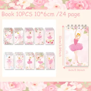 Mini Ballerina Girl Spiral Notebook Portable Floral Diary Book For Students Kids School Office Supplies Pink Note Pad