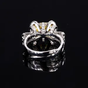 Dames luxe strik koper vergulde ring met gele high-carbon diamant 8x10mm sieraden