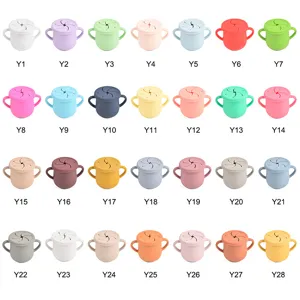 Children silicone snack cup baby multi-functional leak-proof cup with handle and lid variants