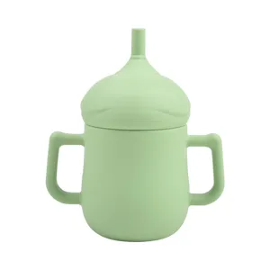 Tasse Paille en Silicone pour Nourrisson Tasse d'Apprentissage Bébé Résistante aux Chutes Haute Température Tasse Enfant