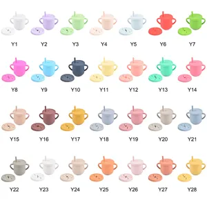 Silicone toddler training cup with straw and snack lid, multi-color baby training cup.