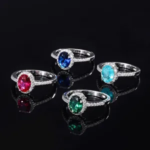 Bague Ovale en Imitation de Pierre Précieuse Minimaliste Argent Sterling 925 Plaqué Or Anneaux de Strass pour Femmes Accessoires de Bijoux