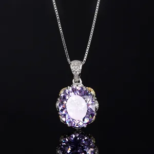 Stunning luxury purple gemstone pendant necklace with delicate silver chain and crystal details.