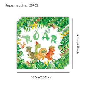 Groene dinosaurussen papieren servetten voor kinder verjaardag feest tafeldecoratie 20st