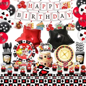 Casino Poker Thema Geburtstag Party Dekoration Set mit Teller Bechern Ballon Banner.