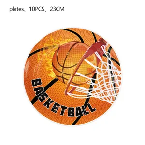 Platos de papel temáticos de baloncesto 23cm juego de 10 para fiesta de cumpleaños.