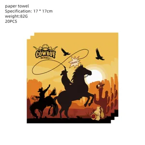 Western Cowboy Motiv Papierservietten 17x17cm 20Stk Party Tischdeko Zubehör Artikel