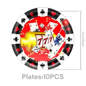 Kasino Poker Motiv Party Pappteller 23cm 10 Stuck Set fur Geburtstag Feierbedarf