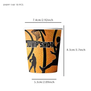 Vasos de papel desechables con temática de baloncesto set de 10 para fiesta de cumpleaños.