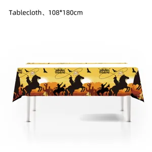 Western Cowboy Motiv Tischdecke für Kinder Geburtstag Party Dekoration, Größe 108x180cm.
