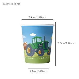 Tractor papieren bekers 10st boerderij verjaardag feest servies wegwerpbekers decoratie