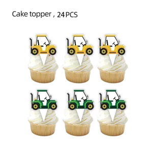 Tractor cupcake toppers set van 24 stuks boerderij verjaardag taart decoratie benodigdheden.
