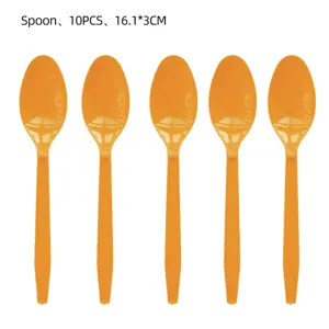 Orangene Plastiklöffel 10er Set, langlebiges Geschirr 16,1x3cm für Party Dekoration.