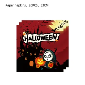 Halloween Party Papierservietten 20Stk 33cm gruseliges Schloss Kürbis Tischdeko Festbedarf