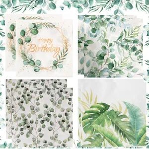 Eucalyptus Bladeren Verjaardagsfeest Servetten Aquarell Groen Papier Servies Voor Bruiloft Baby Shower Feest Decoratie