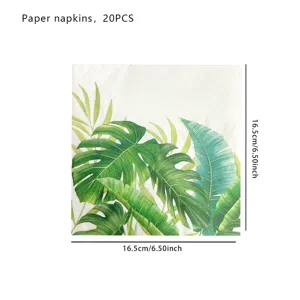 Tropische blad papieren servetten, verpakking van 20 stuks, perfect voor zomerse feestdecoratie.