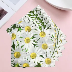 Madeliefje papieren servetten set voor feestjes, bruiloften en tafeldecoratie thuis.
