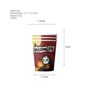 Halloween Party Pappbecher Einweggeschirr gruseliger Totenkopf Kürbis Design 10Stk