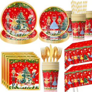 Weihnachten Nussknacker Party Geschirr Set Pappteller Becher Servietten Tischdecke Deko.