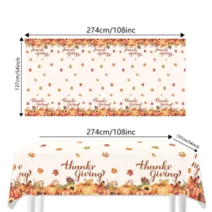 Thanksgiving Ahornblatt Kürbis Tischdecke Muster Detailansicht mit der Größe 274x137 cm.