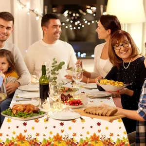 Herbst Thanksgiving Party Tischdecke Ahornblätter Kürbisse Einweg PE Tischabdeckung