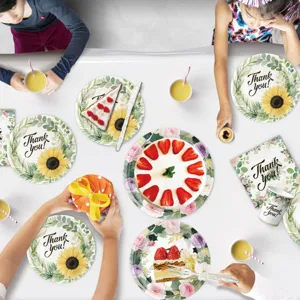 Sonnenblumen Party Pappteller Becher Servietten Set fur Erntedankfest Tisch Dekoration