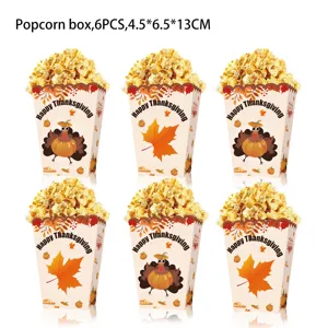 Thanksgiving Party Supplies Turkey Pumpkin Maple Leaf Paper Popcorn Boxes Candy Box Gift Bag Festival Poster Decoration Set