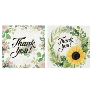 Aquarell Blumen danke Papierteller und dekorative Karten Set für Partys und Veranstaltungen.