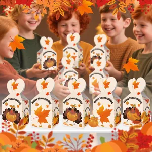 Thanksgiving party paper candy boxes autumn turkey pumpkin treat boxes set for kids favor.