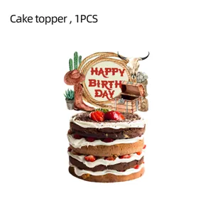 Cowboy Western Geburtstag Kuchen Topper Dekoration Party Zubehör Desserttisch Deko