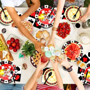 Casino Themenparty Pappteller Becher Servietten Set Poker Roulette Geburtstag Party Zubehör