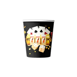 Casino Poker Thema Einweg Pappbecher für Geburtstag Party und Las Vegas Nacht Deko.