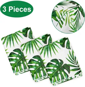 3er Set tropische Palmblatt Tischdecken, wasserdicht und ölabweisend für Hawaii Partys.