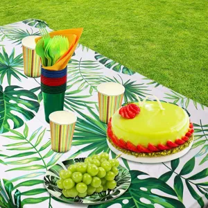Tropischer Palmenblatt Tischtuch wasserdicht oelbestaendig hawaiianische Sommer Strand Party Tischdeko