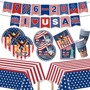 Amerikanische 250 Jahr Patriotische Party Geschirr Set Einweg Teller Tassen Servietten