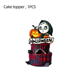 Halloween Tortenaufsatz gruseliger Geist Kürbis Party Deko 1Stk für Kuchen Desserts