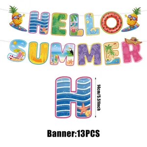 Banner de fiesta de playa de verano juego de guirnaldas de letras decoracion 13pcs