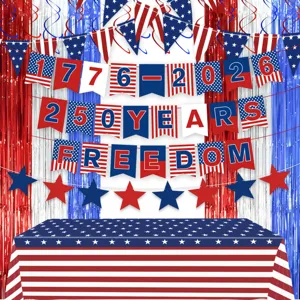 USA 250. Jubiläum Unabhängigkeitstag Party Dekorationen Banner Fransen Vorhang Tischdecke