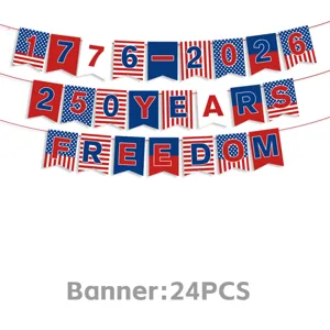 USA 250. Jubiläum Banner 24 Stk Rot Weiß Blau Unabhängigkeitstag Party Hängende Flagge