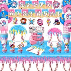 Eiscreme Baseball Geburtstag Party Deko Set inklusive Pappteller Bechern Tischdecke