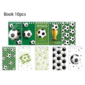 Set di 10 quaderni a spirale con tema calcio, blocchetti per appunti portabili per studenti.