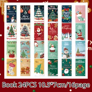 Weihnachts Mini Notizbuch Set 24Stk 10.5x7cm 16 Seiten süße Cartoon Tagebuch Schreibwaren