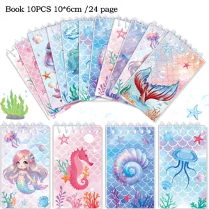 Cuadernos de espiral tema sirena linda juego de 10 blocs de notas portátiles papelería