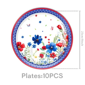 Amerikanische Unabhängigkeitstag Party Einweg Pappteller 23cm 9Zoll 10Stk Blumen Geschirr