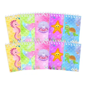 Bonito cuaderno de espiral sirena bloc de notas de bolsillo dibujos animados estudiantes