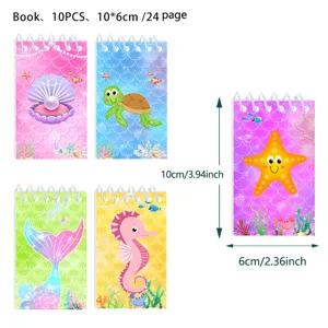 Set de 10 cuadernos espiral sirena océano 10x6cm libreta pequeña kawaii para estudiantes