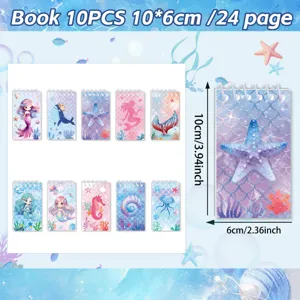 Conjunto de mini cuadernos de espiral de sirena linda, 10 pz, bloc de notas portátil.