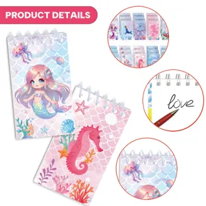 Cuaderno de espiral con estampado de sirena de dibujos animados lindo para estudiantes y notas.